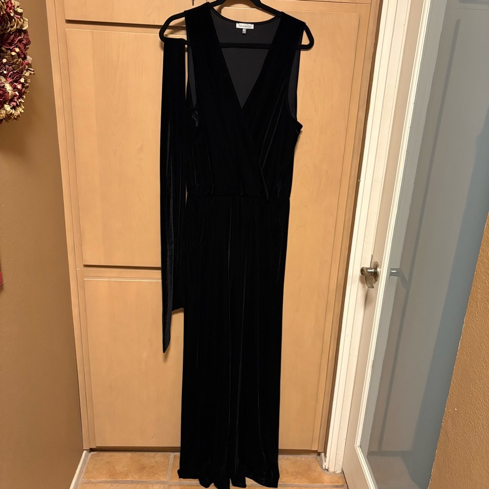 Anthropologie Samantha Dru Black Velvet Jumpsuit